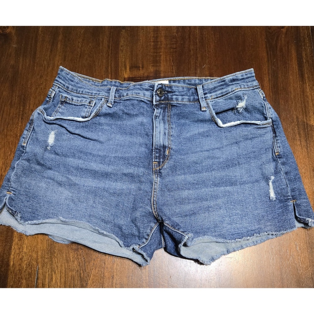 Denizen From Levi's Women's Denim High Rise Shorts Size 16 Blue Stretch Classic